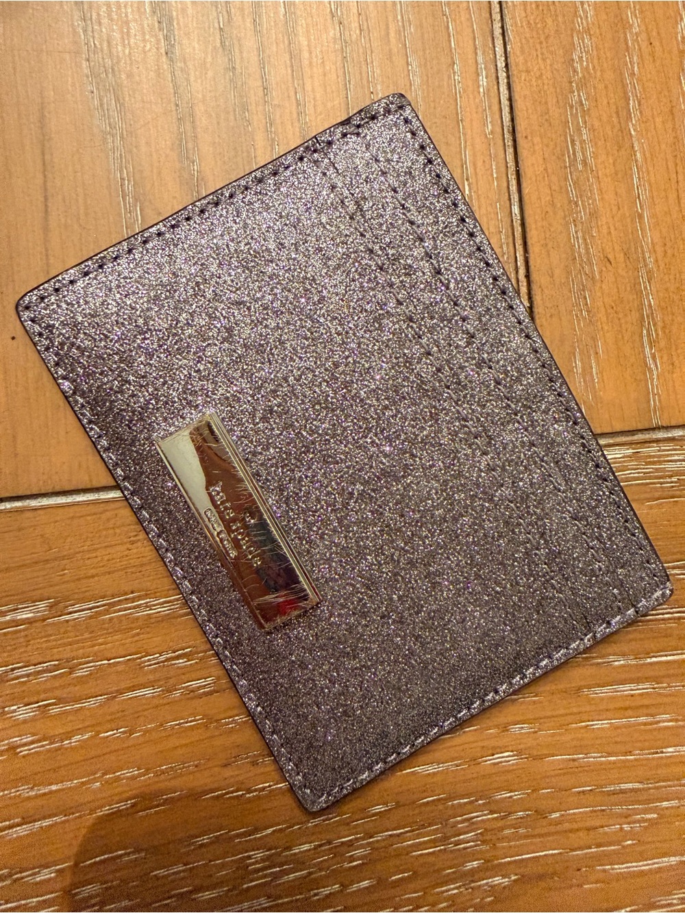kate spade Glitter Card Holder in Metallic Lavender